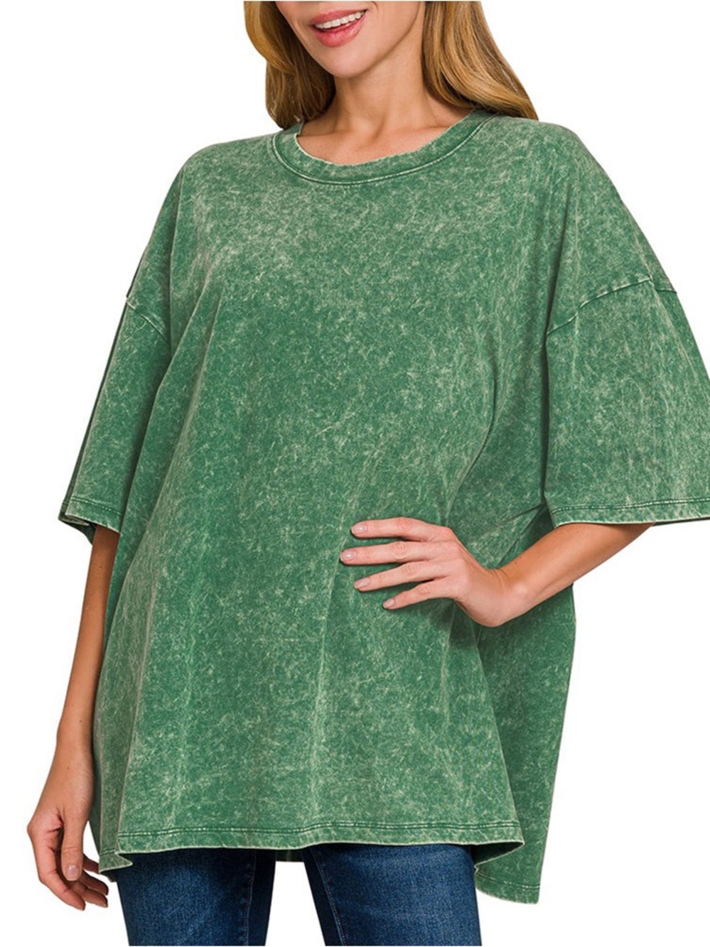 New Zenana Acid-Wash Oversized Boyfriend Tee Size S/M